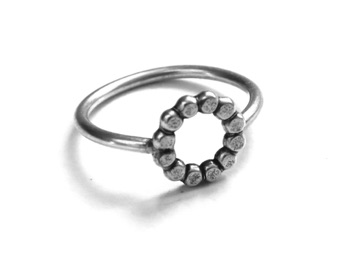 ZIZIA $80-sterling silver ring with 3/8" blossom (16 gauge wire band) made to size specifications